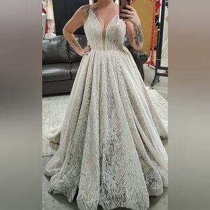 White silver ball gown